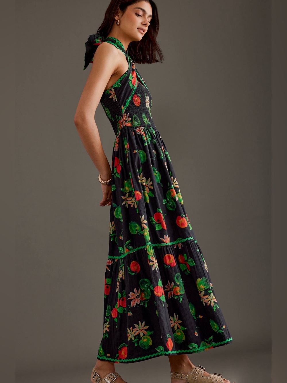 Damson Madder Pia Midi Dress Apple Print Size 8 EUC - Picture 4 of 14
